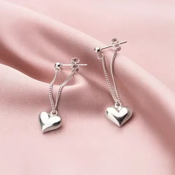 Sterling Silver Heart Earrings - Picture 2 of 2